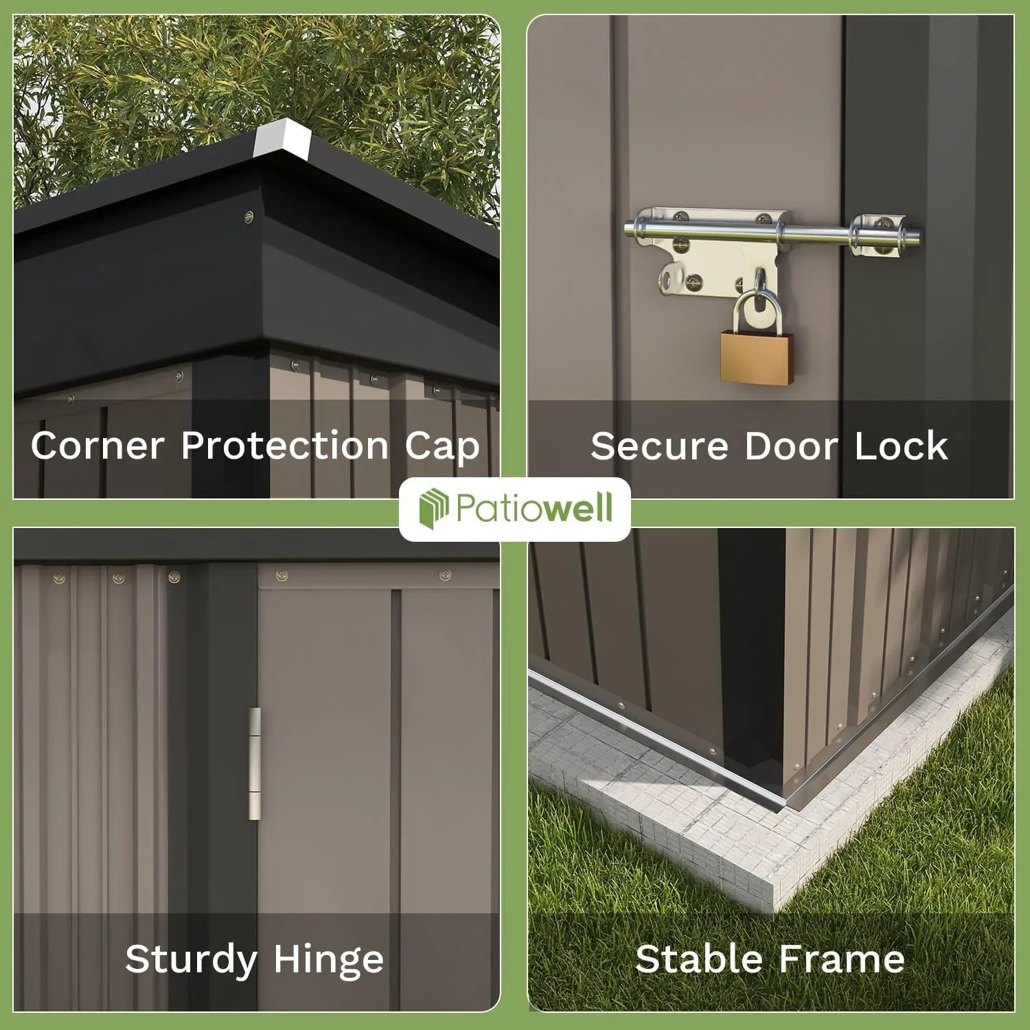 Patiowell Abri de rangement extérieur 5 x 3 pi, abri à outils avec toit en pente et porte verrouillable