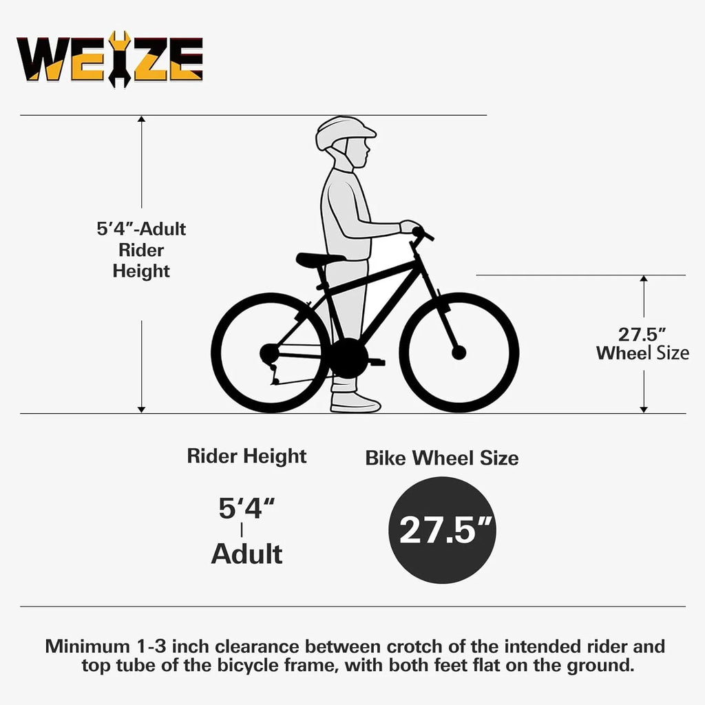 Vélo de montagne WEIZE, vélo hybride d'extérieur 26-27,5 pouces, 18 vitesses/acier à haute teneur en carbone/double suspension complète