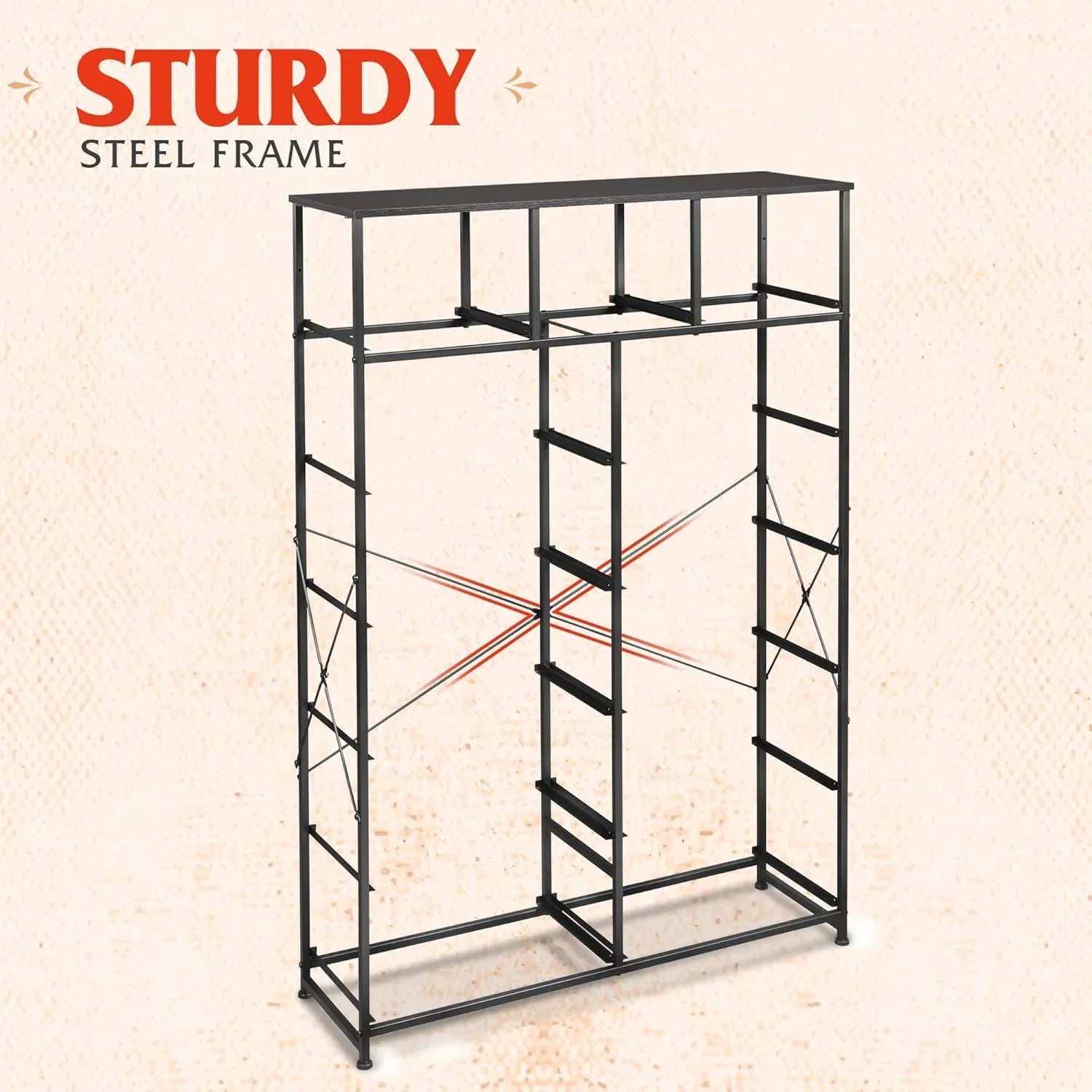 Meuble de rangement WLIVE avec 13 bacs en tissu, tiroirs de rangement avec cadre en acier, grande tour de rangement pour salon, couloir, bureau, noir anthracite