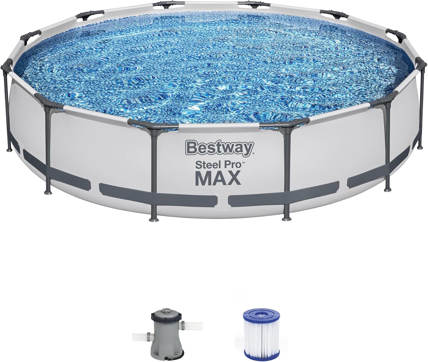 Kit de piscine hors sol extérieure à cadre métallique rond Steel Pro MAX 10' x 30'