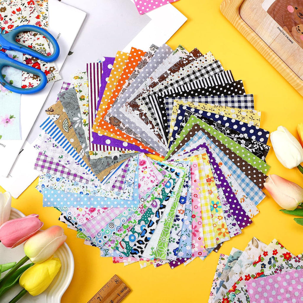 Tatuo 150 pièces 4 × 4 pouces carrés de tissu en coton Bundle tissu de courtepointe tissus de patchwork floral matériel imprimé tissu de patchwork de couture pour bricolage artisanat couture accessoires faits à la main