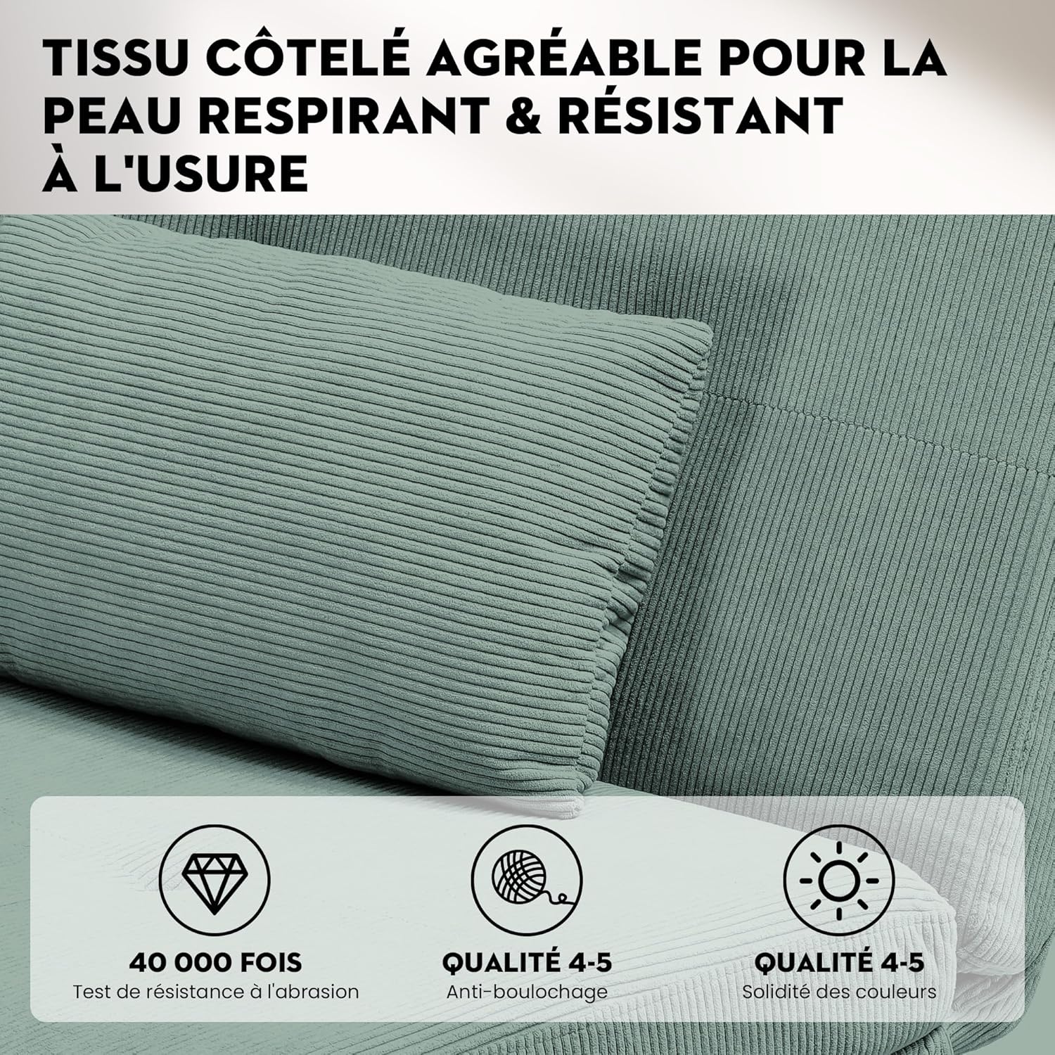 COMHOMA Slaapbank met slaapfunctie - Omvormbare futonhoes - Hoekbank - 3-zits gastenbank - met verstelbare stoffen rugleuning - Grijs 