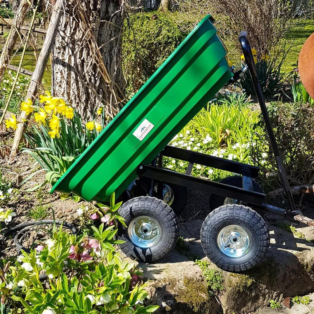 Gardebruk® Tuinkiepwagen 300 kg 4 luchtbanden All-terrain stuuras 75L Transportwagen Handkar 