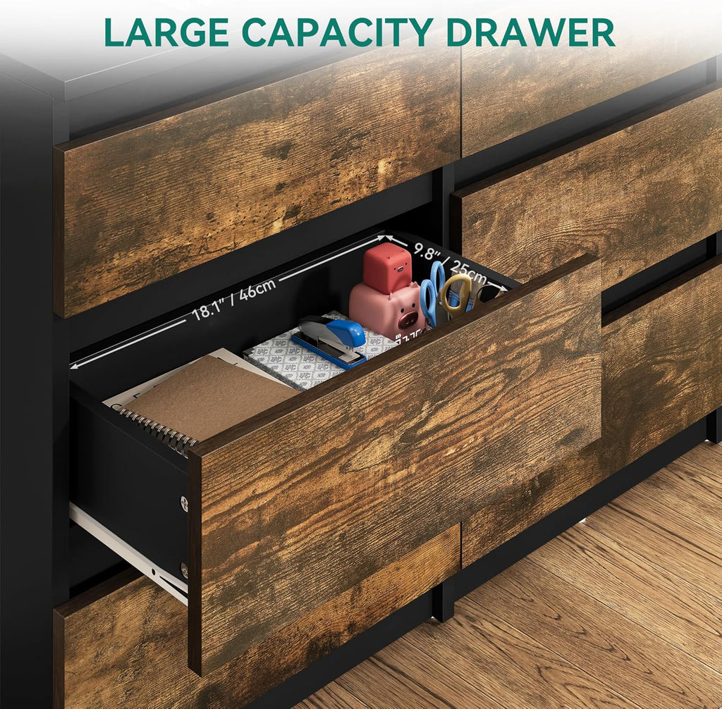 YITAHOME Commode met 6 lades, 100 x 30 x 70 cm, moderne slaapkamerkast, gemaakt van duurzaam MDF en spaanplaat, ideaal voor kleding en dagelijkse benodigdheden, zwart 