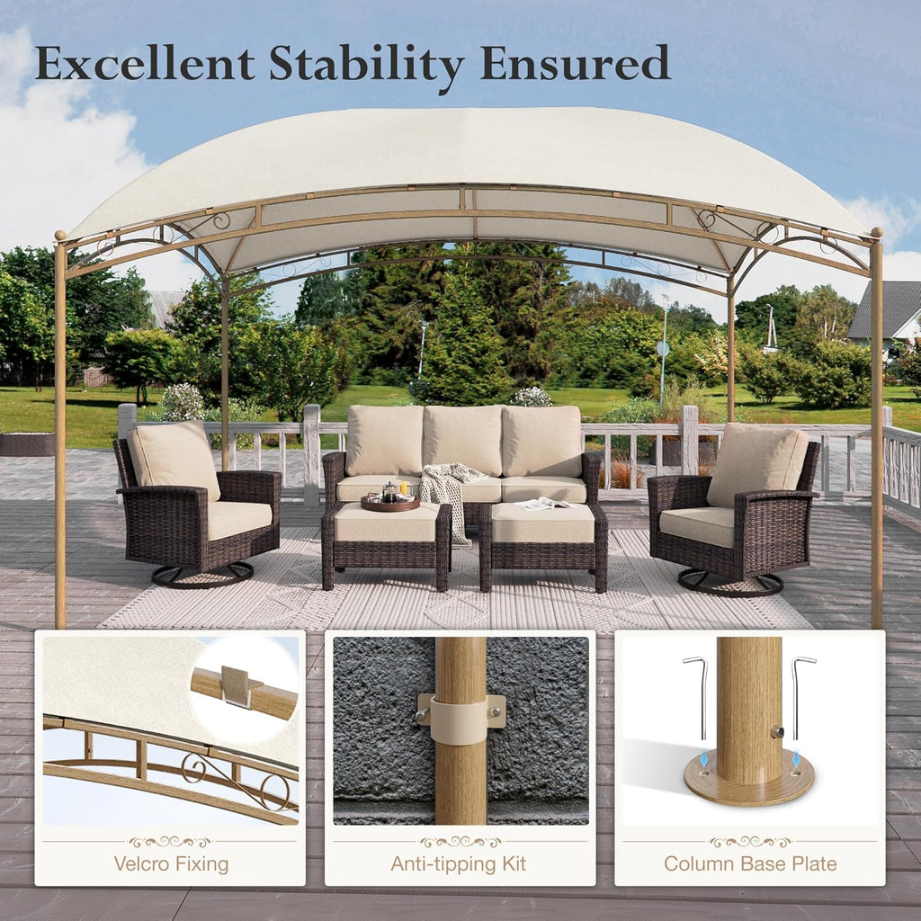 Gazebo 10 x 13, gazebo extérieur abrité, tente à auvent en métal robuste avec double toit et moustiquaire