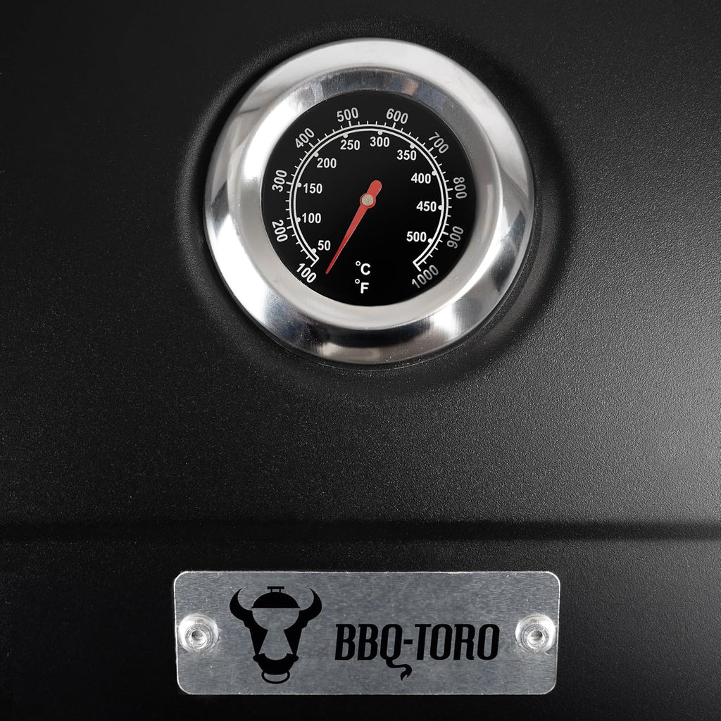 Chariot de cuisson au charbon de bois BBQ-Toro avec plateau à charbon réglable en hauteur, couvercle, thermomètre, grand fumoir pour barbecue XXL