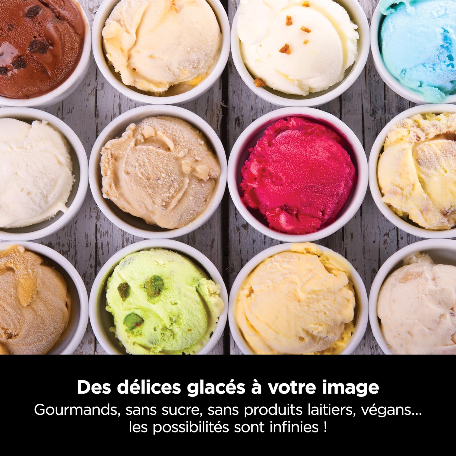 Sorbetière Ninja CREAMi 7 programmes pour glaces sorbets smoothies et milkshakes, noir/argent 1,4 L