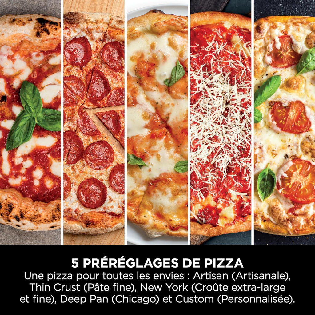 Ninja Artisan Four à pizza et friteuse sans huile électrique d’extérieur, avec 4 modes : Pizza, Frire sans huile, Cuire au four, Faire lever, Avec pierre, pelle, plateau, panier Crousti, Gris MO201EU