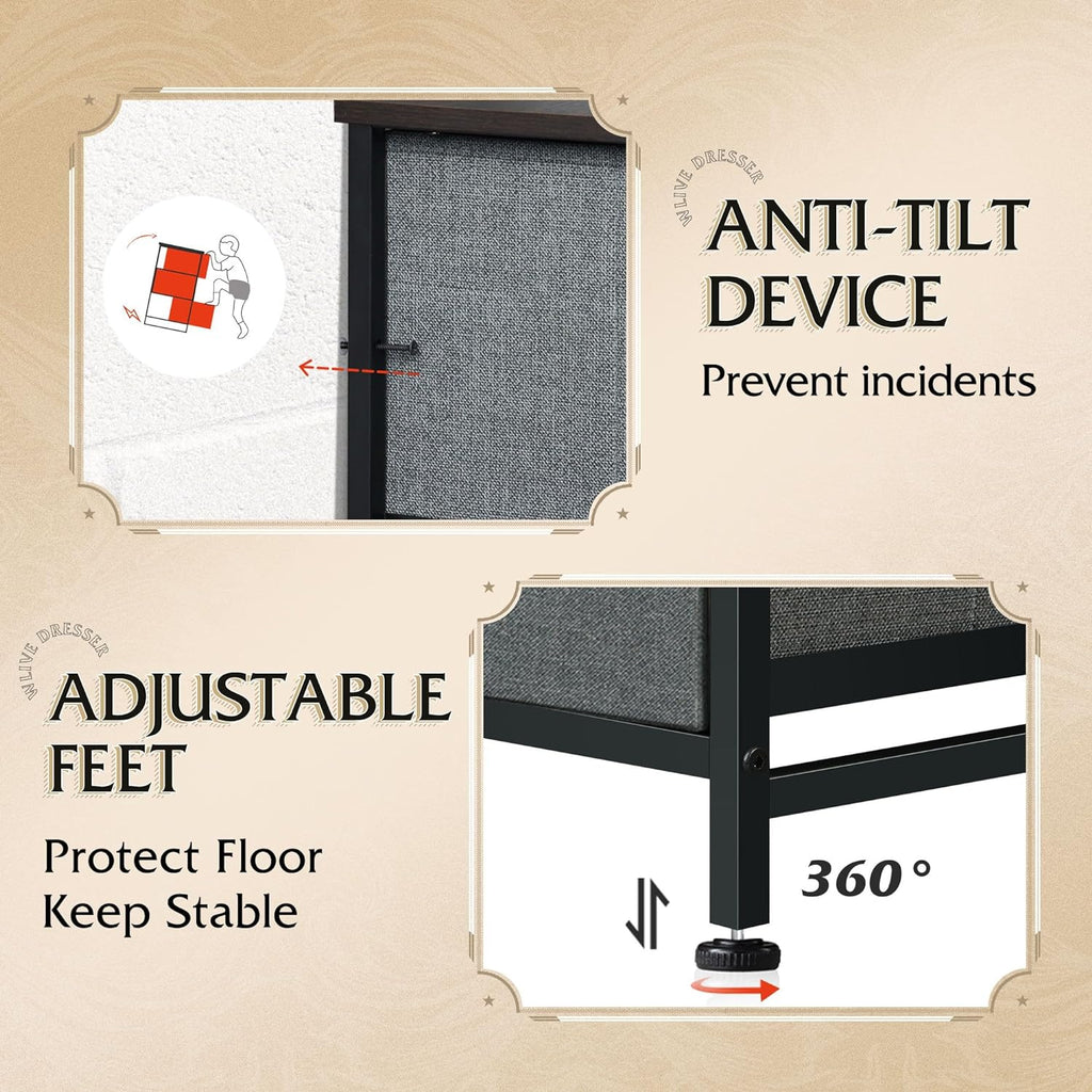 Unité de rangement avec 11 bacs en tissu, tiroirs de rangement avec cadre en acier, grande tour de rangement