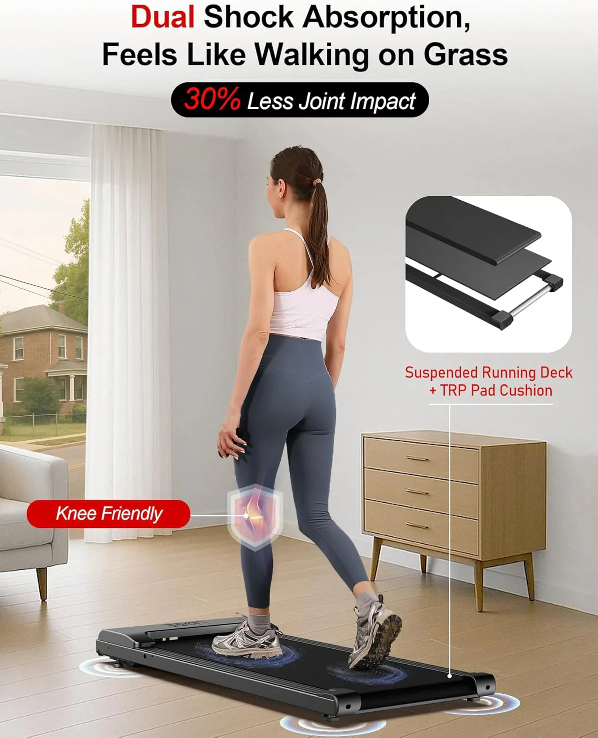 Tapis de course Lichico Walking Pad sous le bureau, tapis de course électrique sans balais ultra-silencieux pour la marche et le jogging avec télécommande