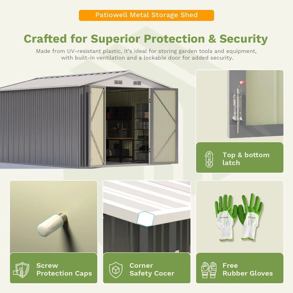 Patiowell Abri de rangement extérieur 5 x 3 pi, abri à outils avec toit en pente et porte verrouillable