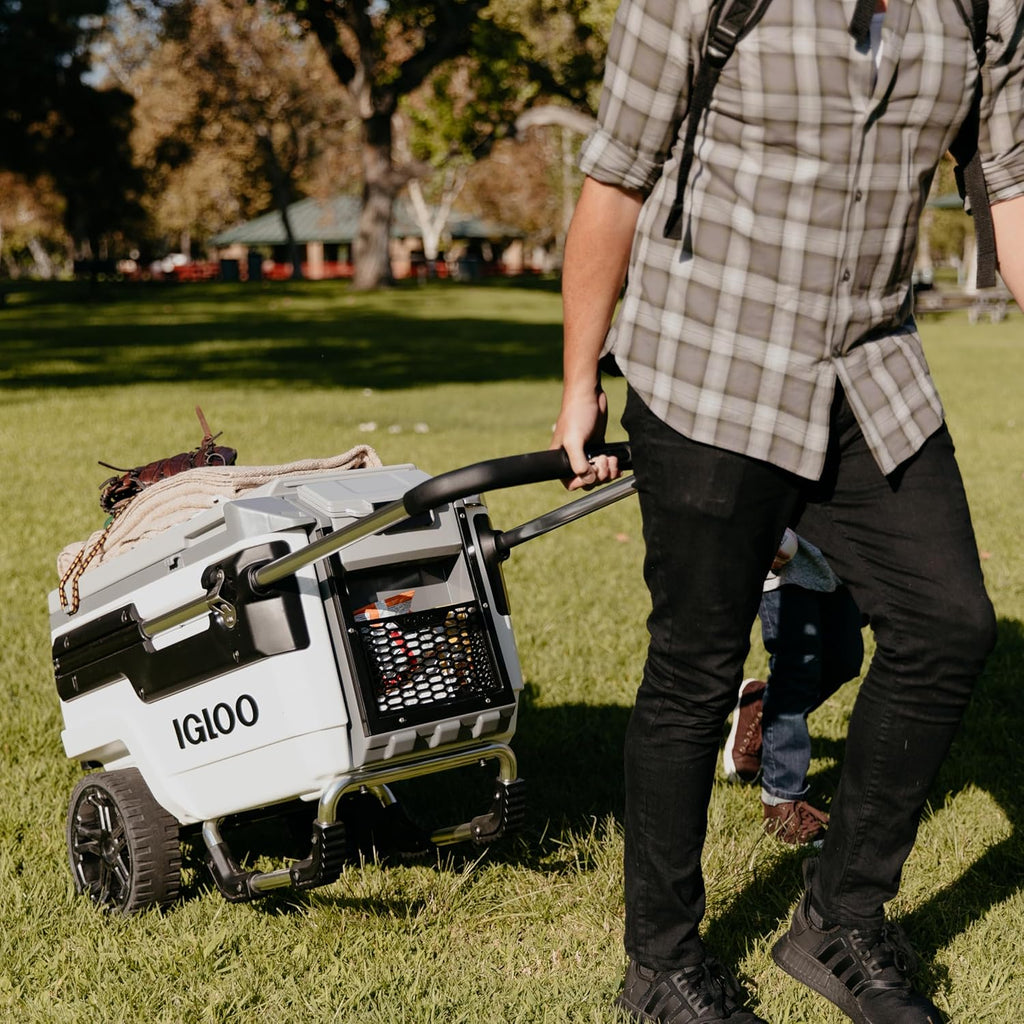 Glacière à roulettes de 70 pintes, glacière isotherme à coque rigide