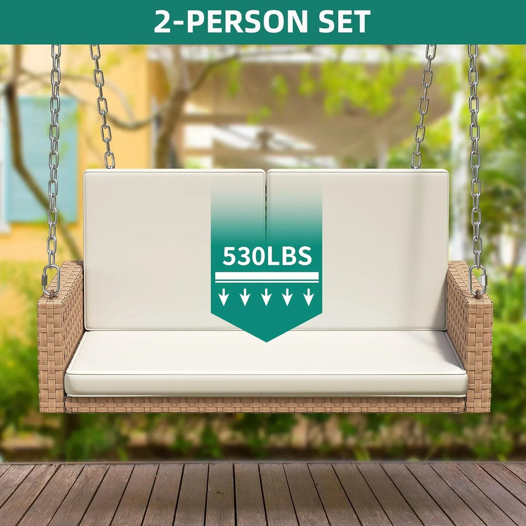 YITAHOME Balancelle suspendue pour porche, 3 places, banc d'extérieur en osier