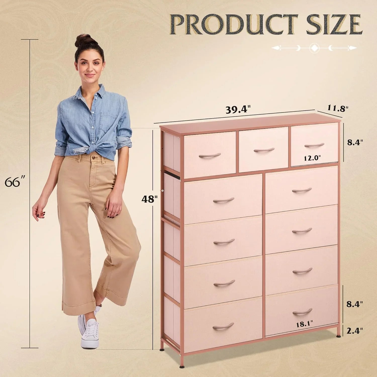 Unité de rangement avec 11 bacs en tissu, tiroirs de rangement avec cadre en acier, grande tour de rangement