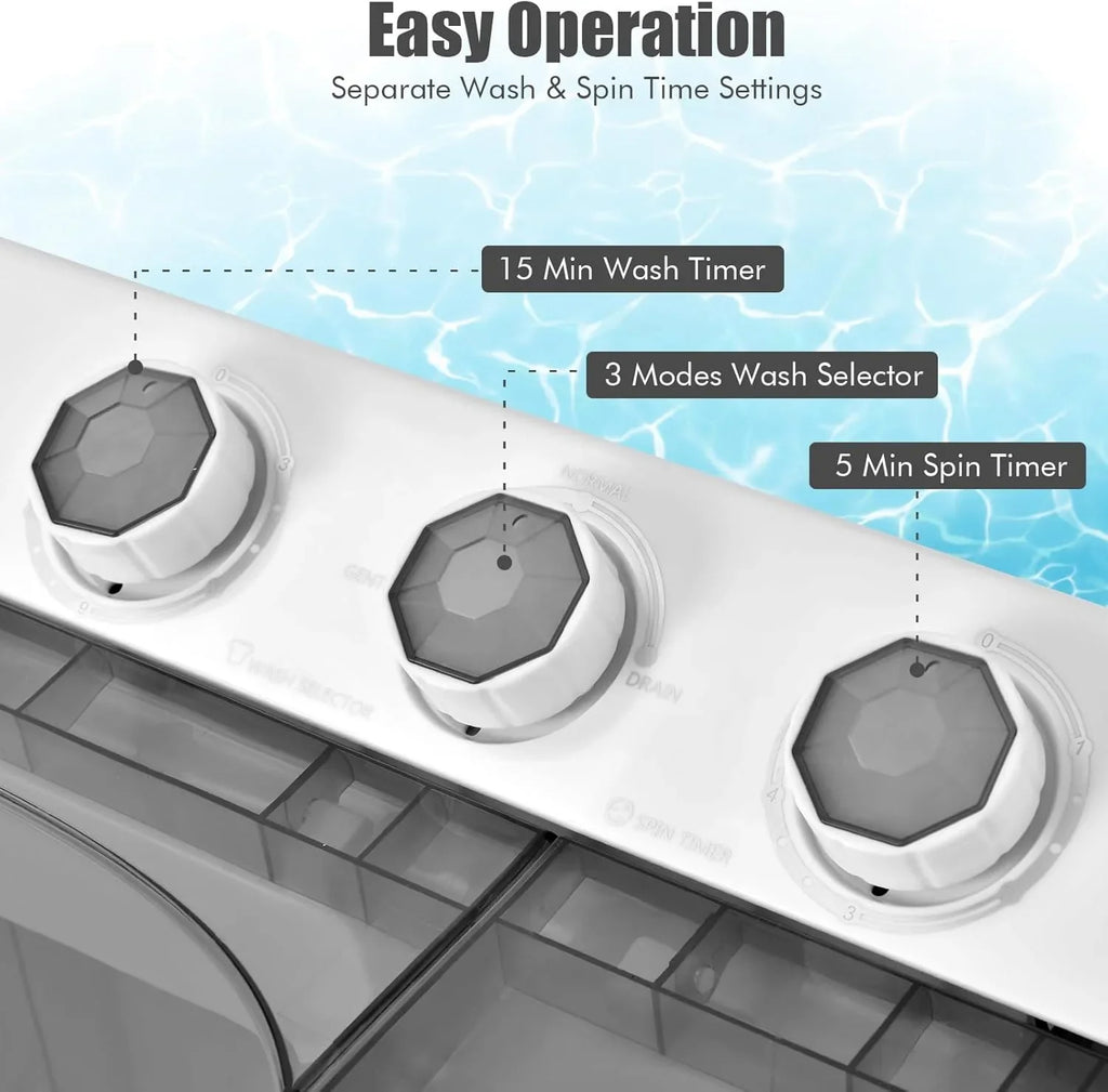 Machine à laver à double cuve Costway, capacité de 26 lb, 18 lb, petite machine à laver portable de 8 lb