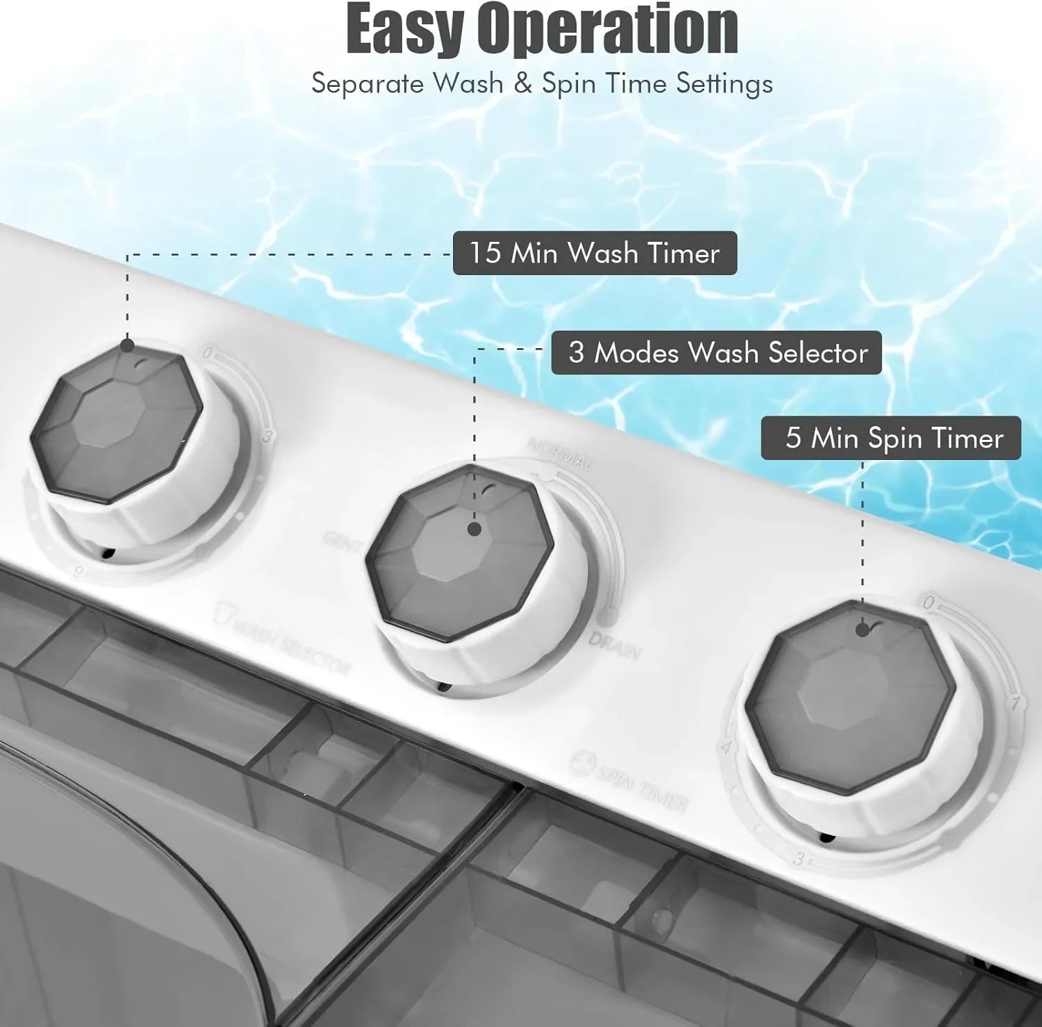Machine à laver à double cuve Costway, capacité de 26 lb, 18 lb, petite machine à laver portable de 8 lb