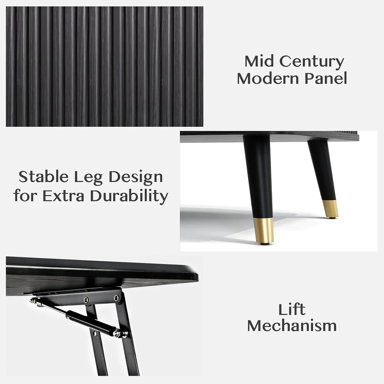 Table basse ronde avec rangement, table centrale encastrée avec portes coulissantes