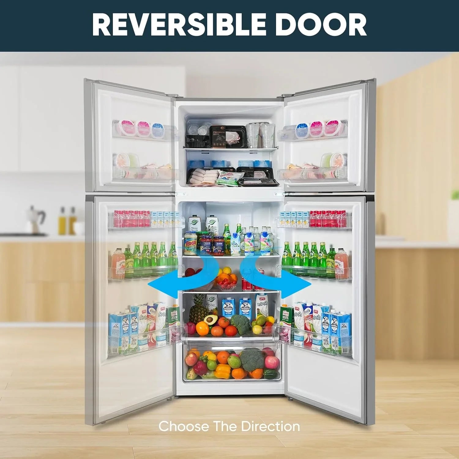 Réfrigérateur Upstreman de 7,7 pieds cubes avec congélateur, double porte,