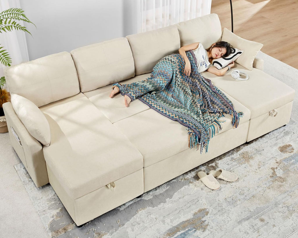 Canapé-lit VanAcc, canapé-lit avec méridienne de rangement - Canapé-lit 2 en 1 pour salon, canapé-lit confortable