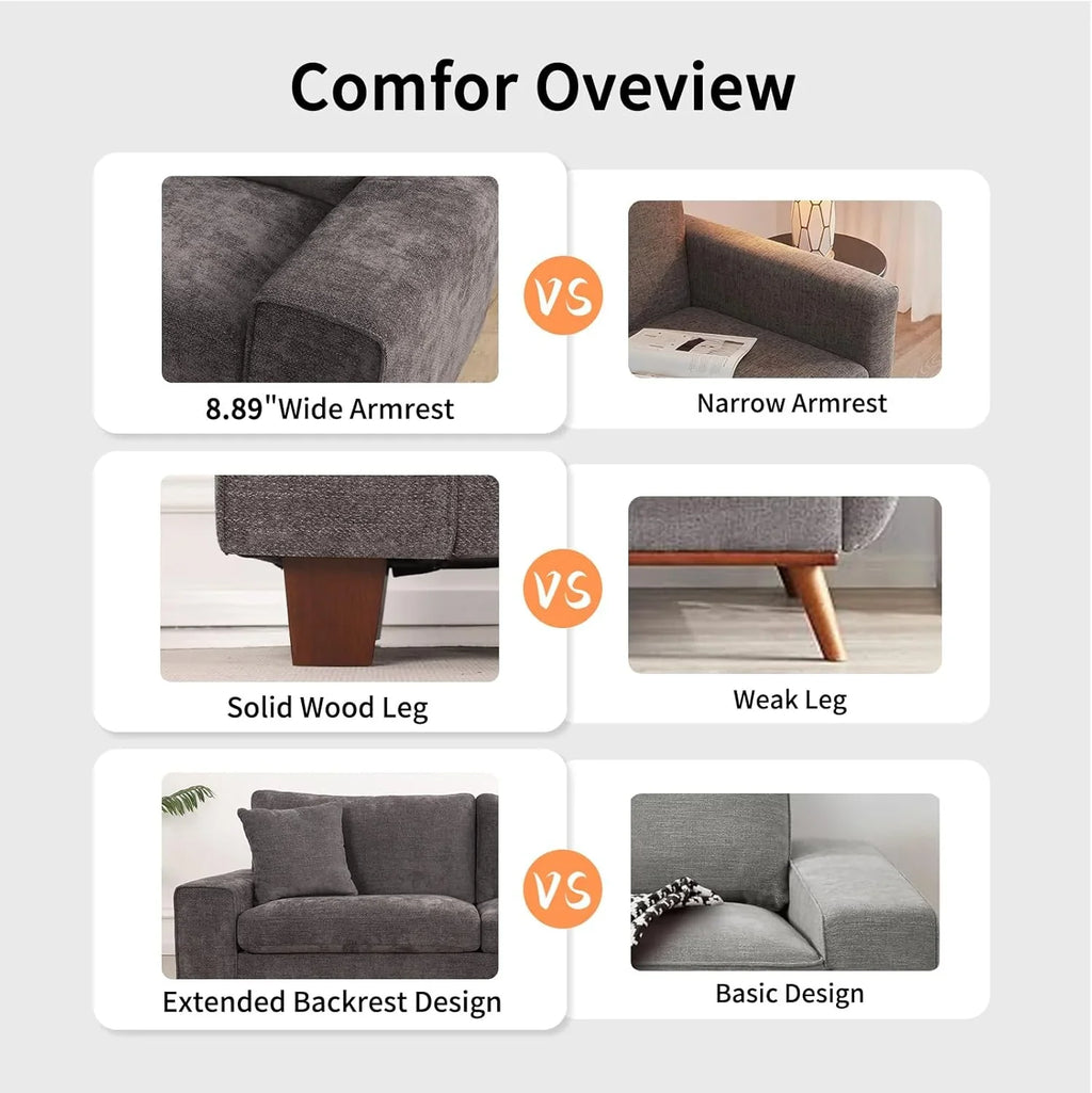 Canapé double de salon DOPEDIO, fauteuil en chenille, amovible, structure en bois massif