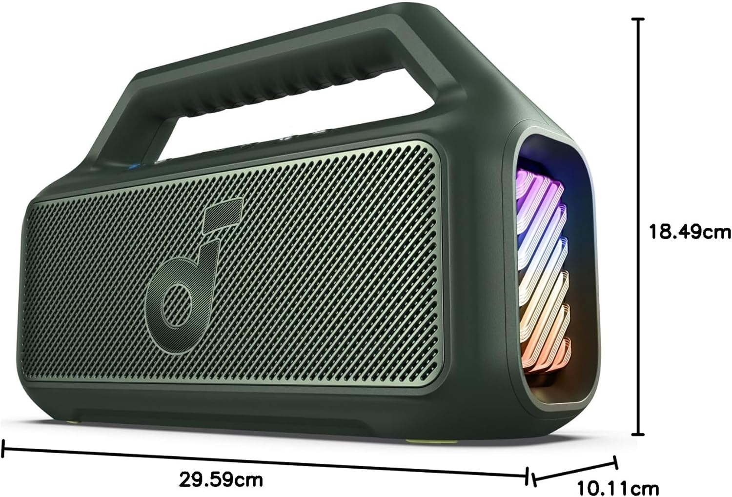 Enceinte d'extérieur, 80 W, caisson de basses, BassUp 2.0, autonomie de 24 heures, étanchéité IPX7, flotte, lumières RVB, USB-C