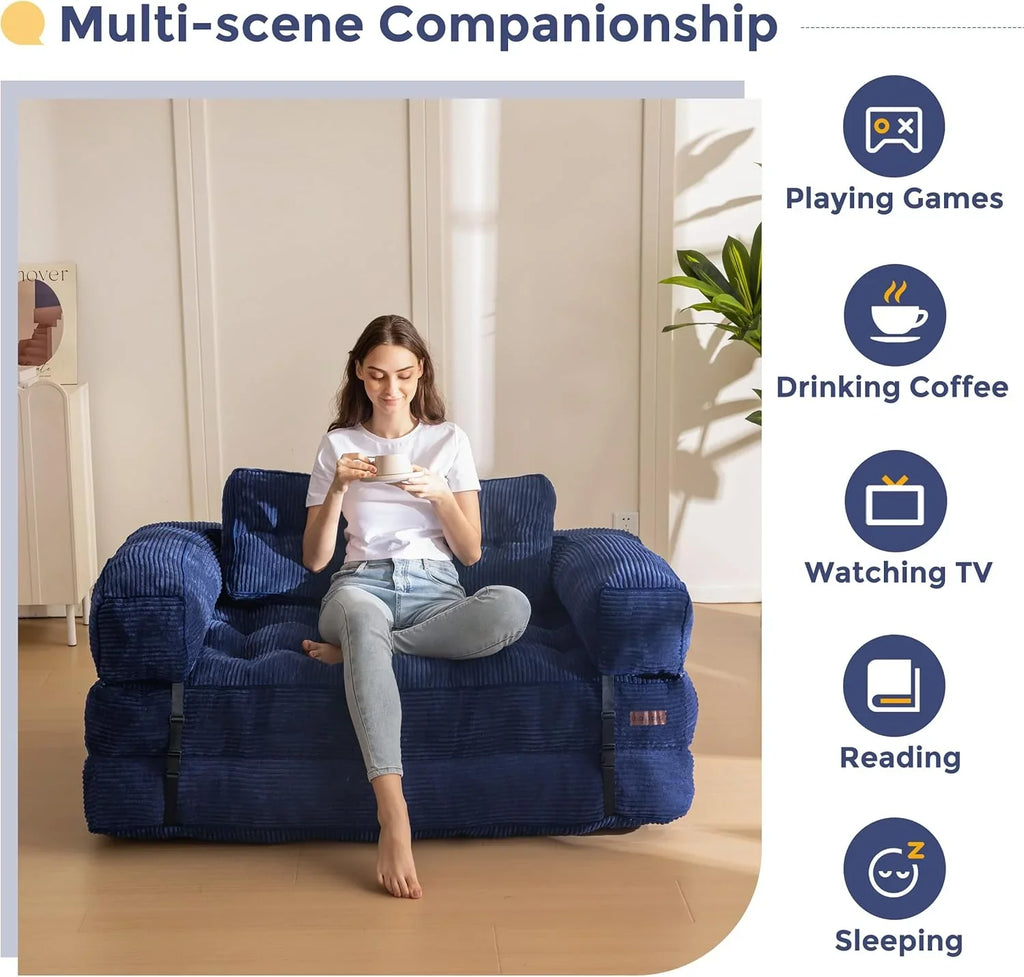 Canapé-lit pliant, canapé-lit convertible en L avec accoudoirs et oreillers