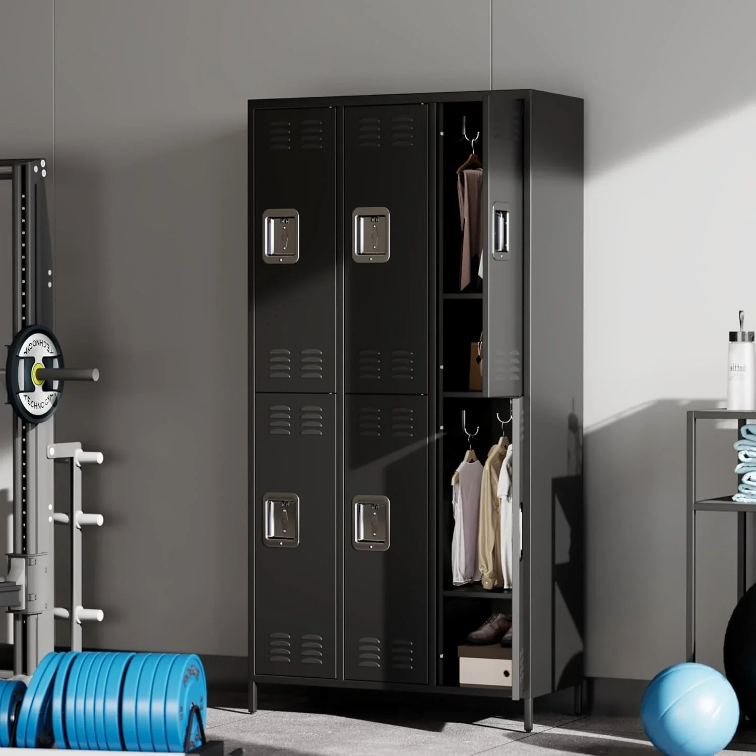 Casier GAOMON pour employés, armoire à casiers 6 portes avec crochets, casier de rangement