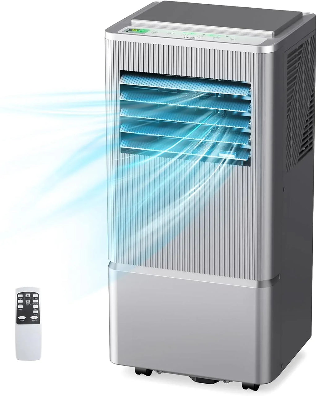Climatiseur portatif Air Choice, 10 000 BTU, pour pièce jusqu'à 450 pi², télécommande, minuterie 24 h, modes déshumidificateur et ventilateur.