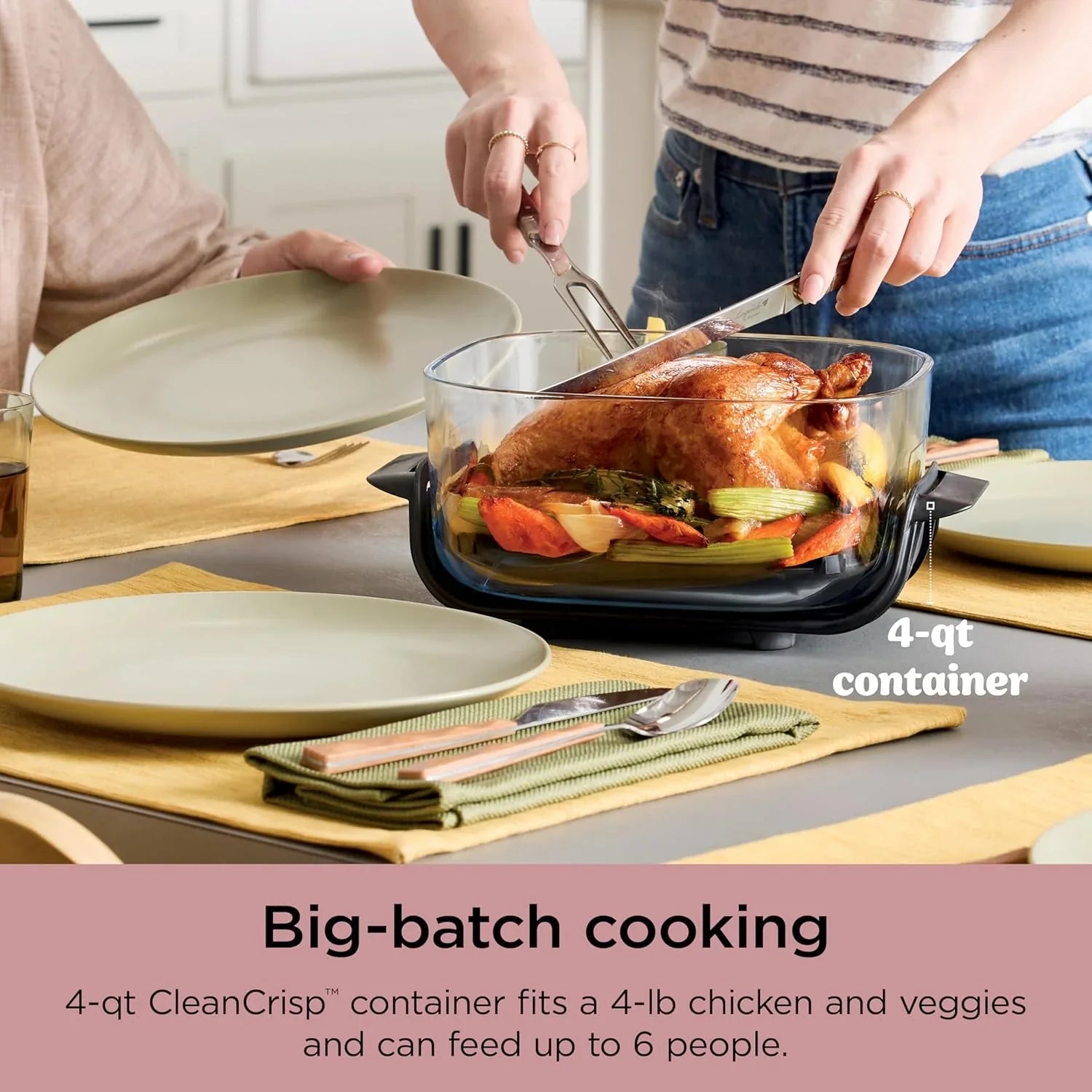 Ninja Crispi Friteuse à air portative en verre 4-en-1