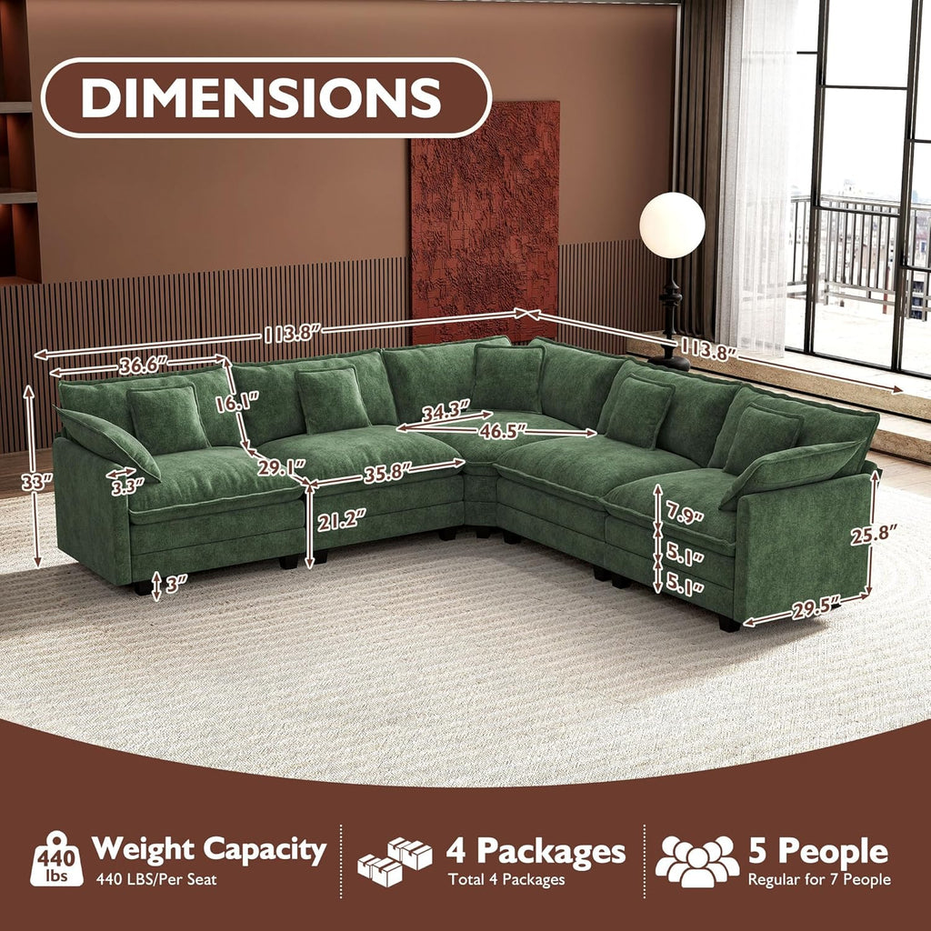 Canapé modulaire moderne en forme de U de 146 pouces d'ihanherry