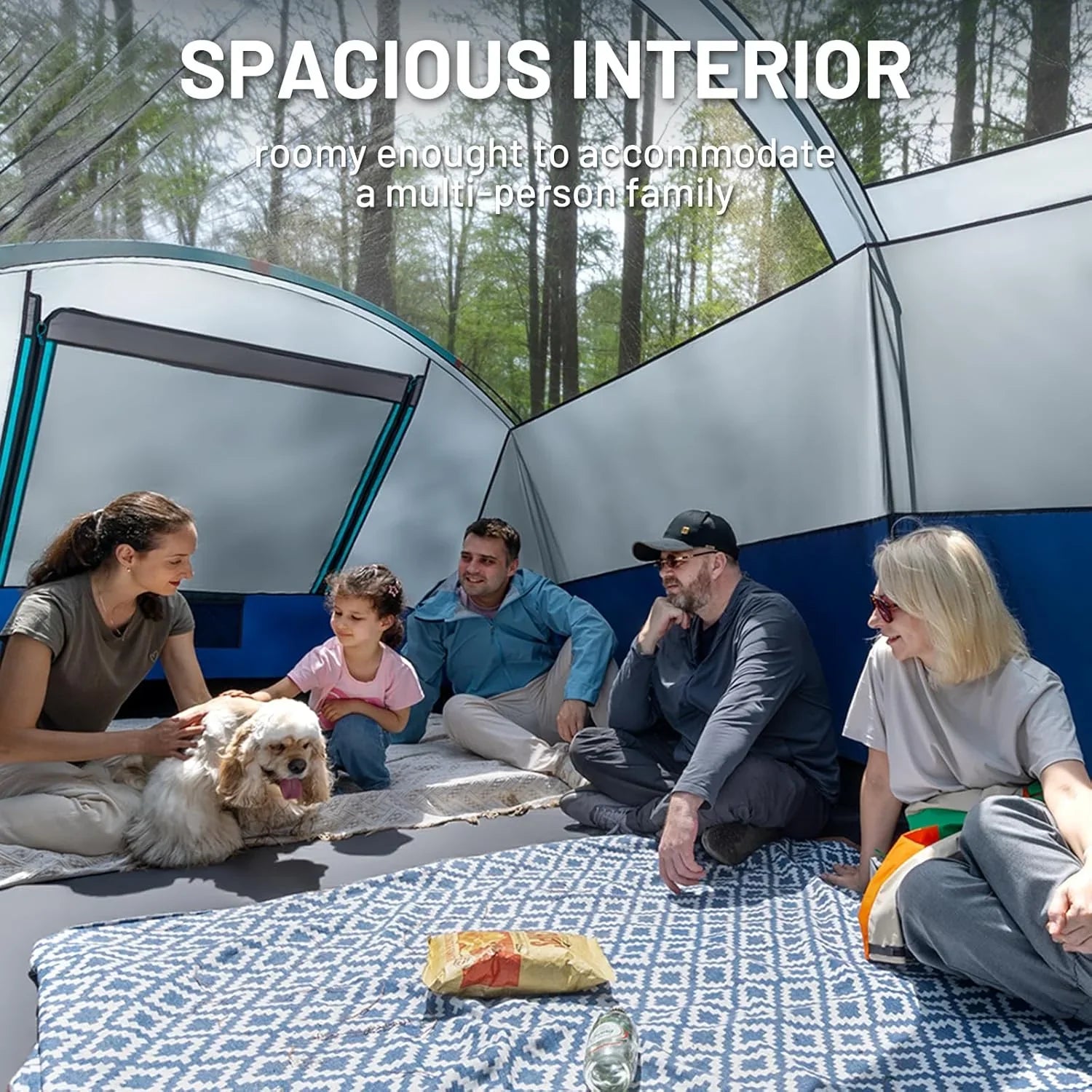 Tente de camping familiale TIMBER RIDGE pour 8 personnes avec moustiquaire, tente à double paroi imperméable et résistante aux intempéries Grande tente familiale