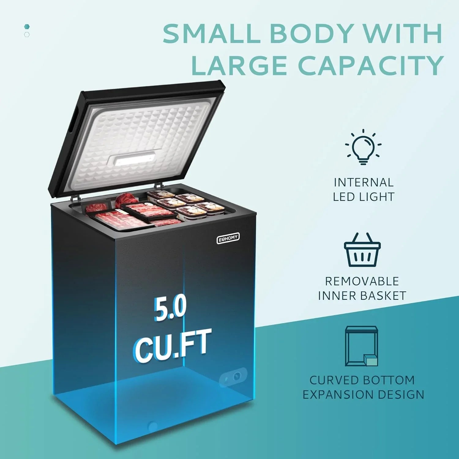 EUHOMY 3.5 Cubic Foot Upright Freezer, Small Deep Freezer, Adjustable 7 Thermostats, Quiet Mini Freezer, Freestanding Top Door