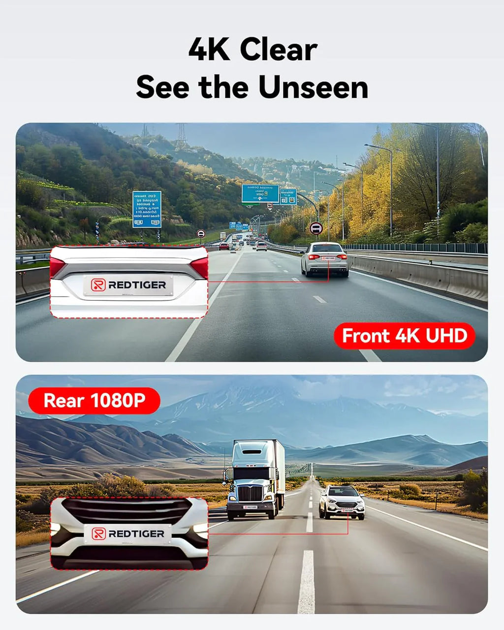 Dashcam voor/achter, Full HD 4K/2.5K voor in de auto, inclusief 32GB geheugenkaart, ingebouwde wifi/gps, 3,16-inch IPS-scherm, nachtzicht, 170° groothoek, WDR, 24/7 parkeermodus (F7NP) 