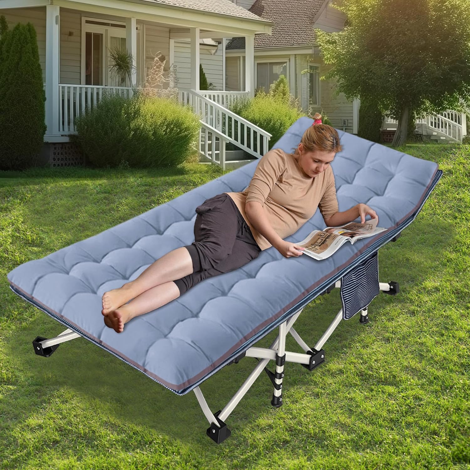 Lot de 2 lits de camp avec matelas, lit pliant confortable et robuste pour bébé