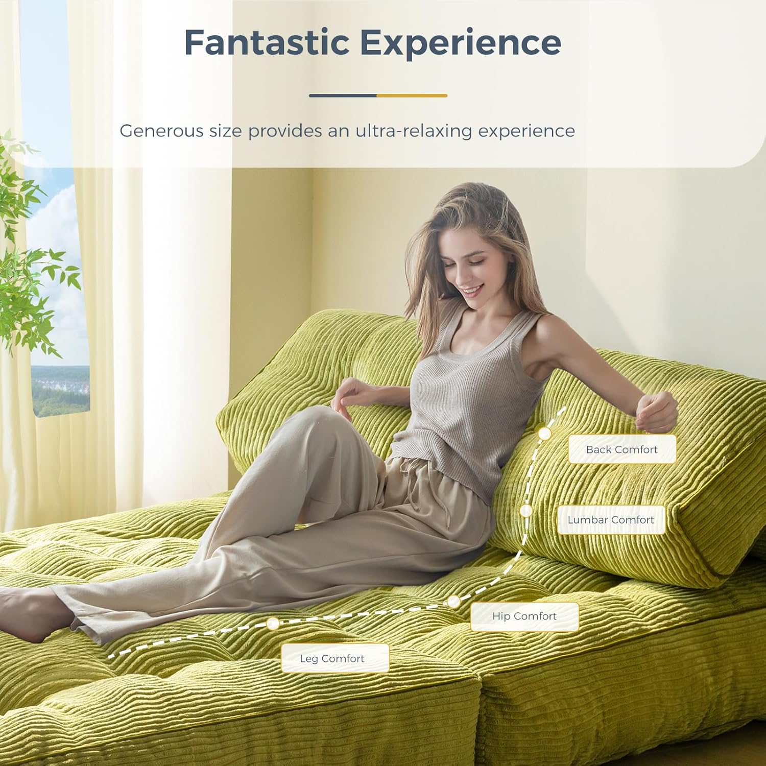 Canapé-lit pliant MAXYOYO, fauteuil convertible avec oreiller, matelas pliable avec support dorsal, fauteuil-lit pliant portable