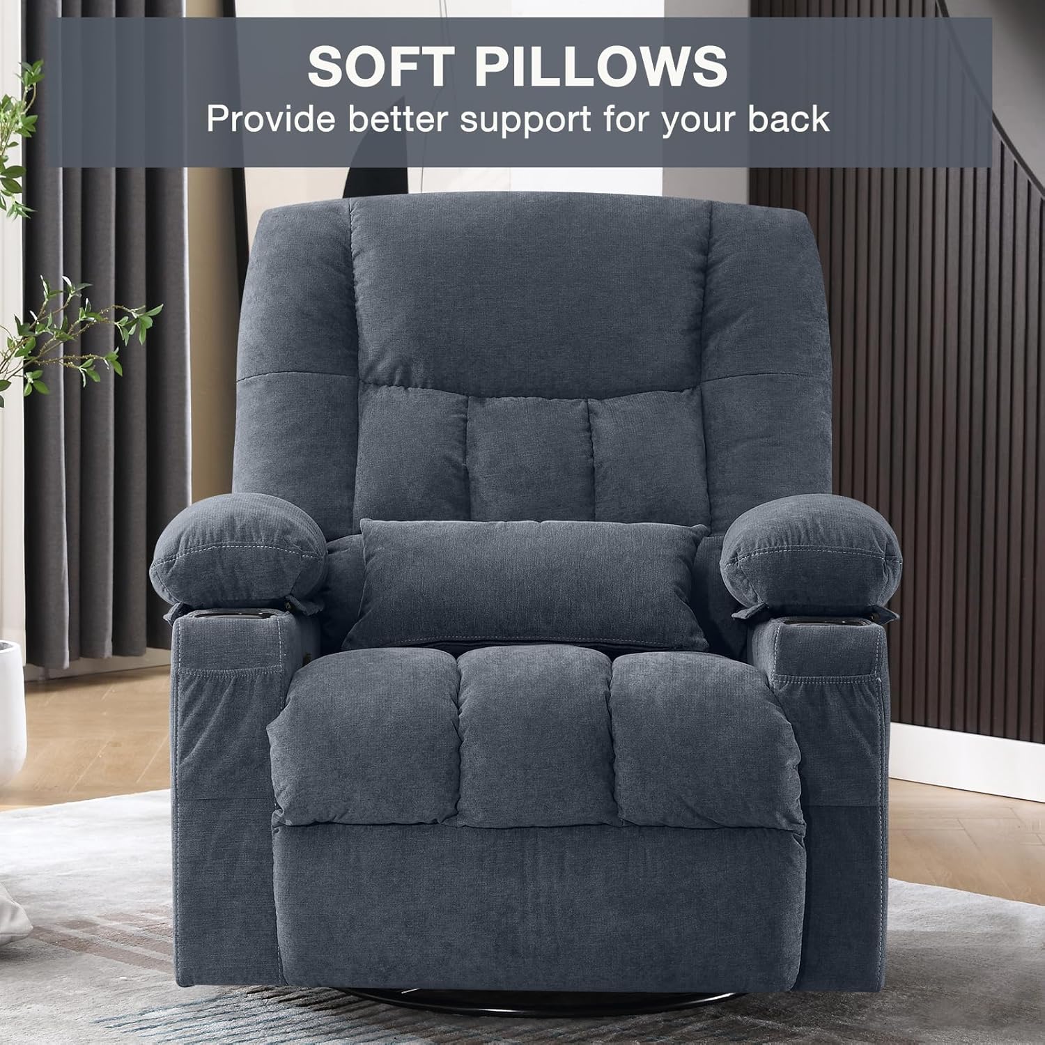 Fauteuil de massage rotatif à bascule avec fonctions de massage par vibration et de mesure des calories