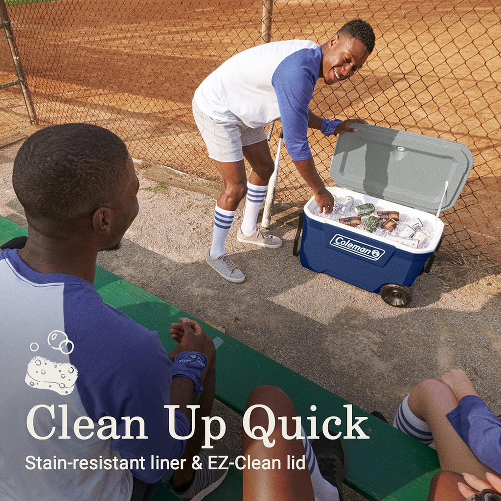 Glacière portable isotherme à roulettes Coleman, glacière rigide d'extérieur étanche, conserve la glace jusqu'à 5 jours, 100 litres