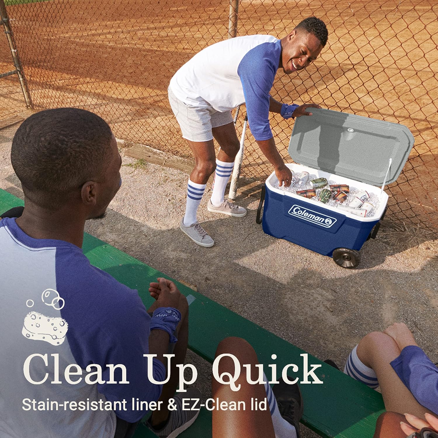 Glacière portable isotherme à roulettes Coleman, glacière rigide d'extérieur étanche, conserve la glace jusqu'à 5 jours, 100 litres