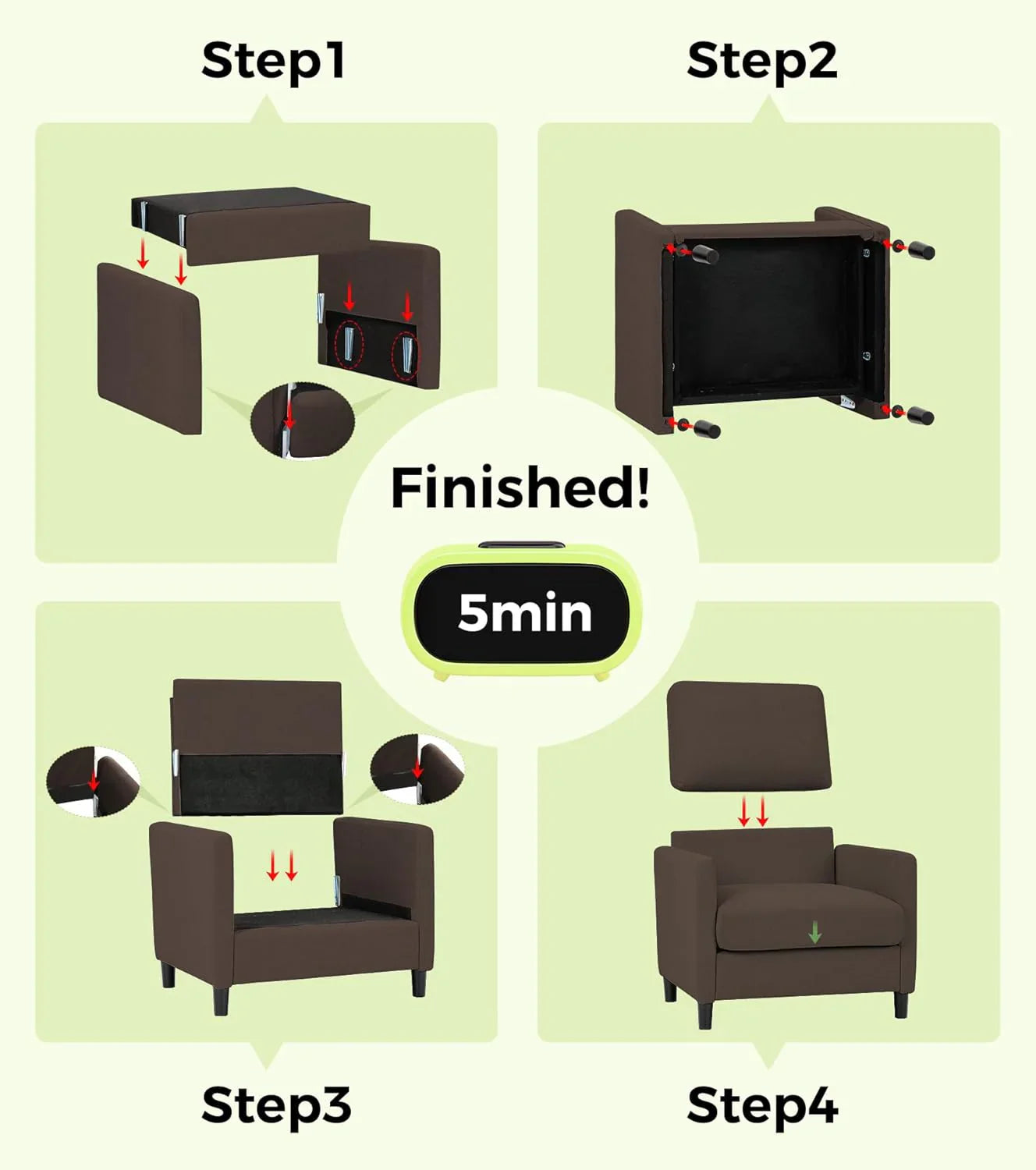 Causeuse de 51 pouces, causeuse confortable en velours côtelé