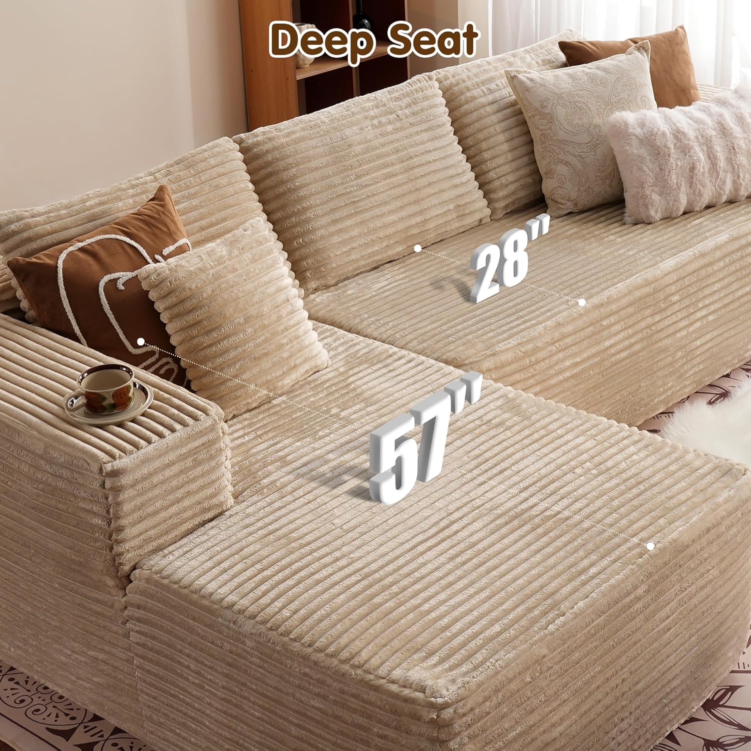 Canapé Ovios 104" Cloud Section Fauteuil en L, canapé modulaire moderne