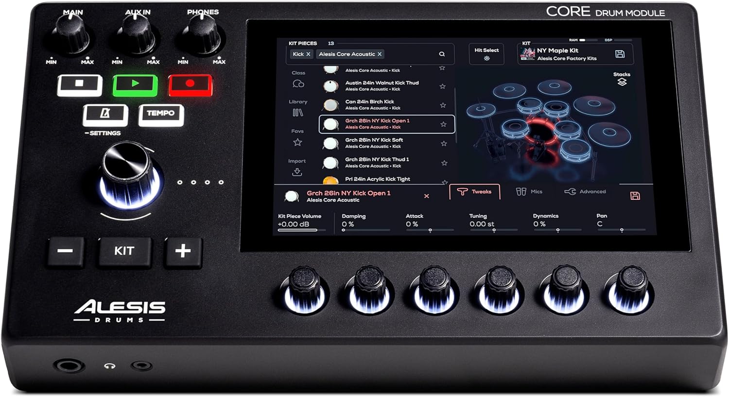 Batterie électronique Alison Strata Prime avec écran tactile et tête à grille double zone