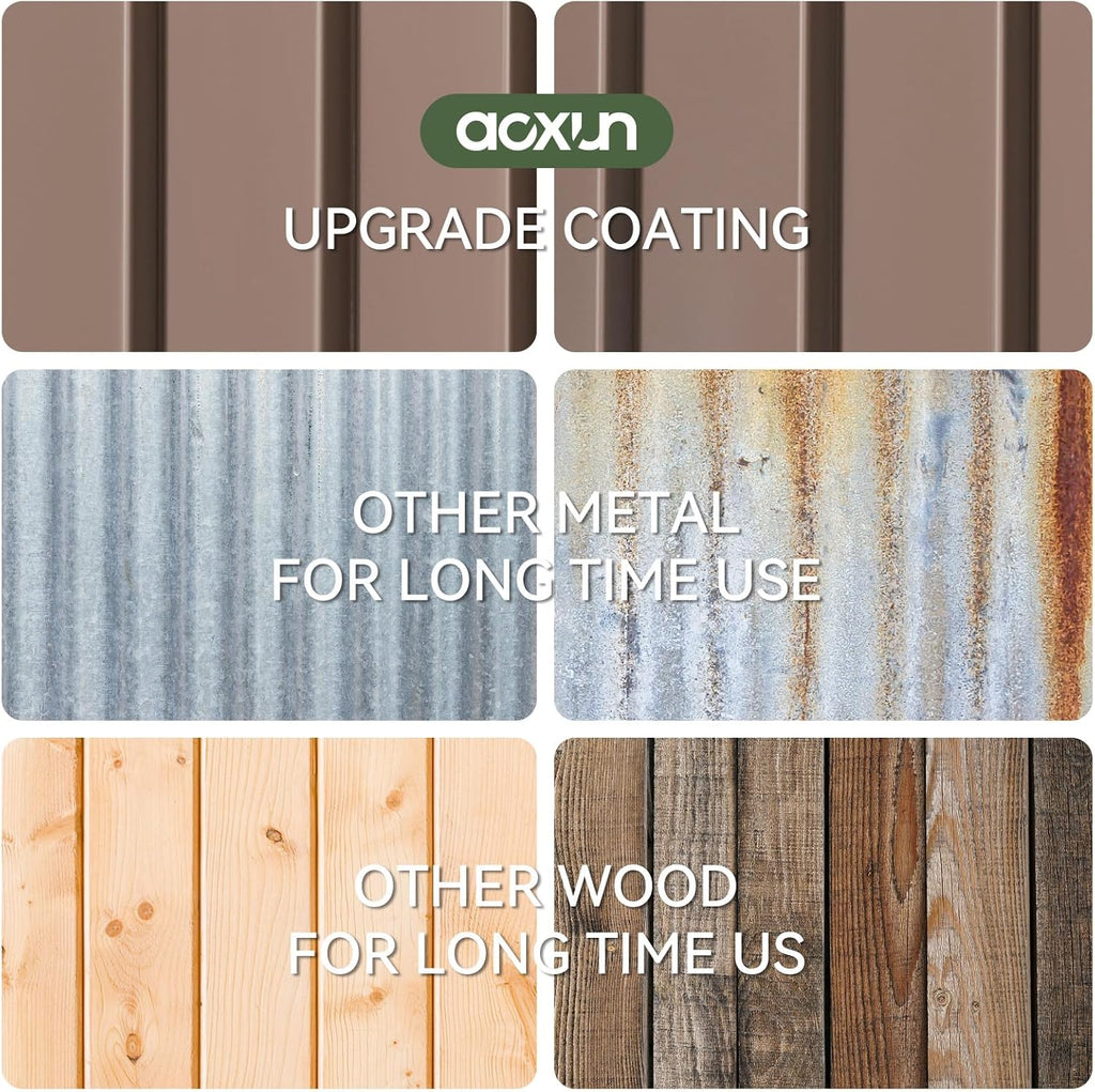 Abri de jardin en métal Aoxun 3,6 x 3 m, abri de jardin extérieur étanche, abri de jardin multifonctionnel en acier avec porte et serrure