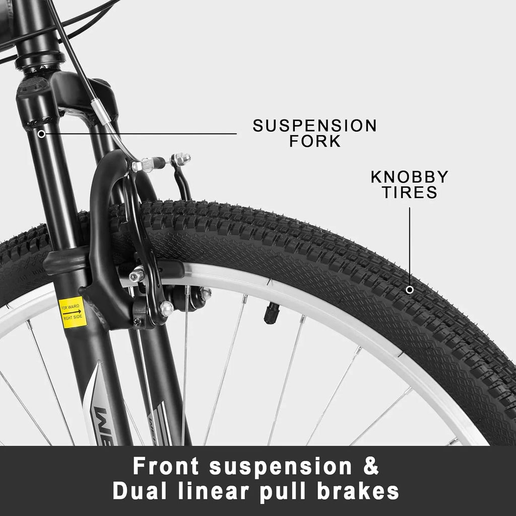 Vélo de montagne WEIZE, vélo hybride d'extérieur 26-27,5 pouces, 18 vitesses/acier à haute teneur en carbone/double suspension complète