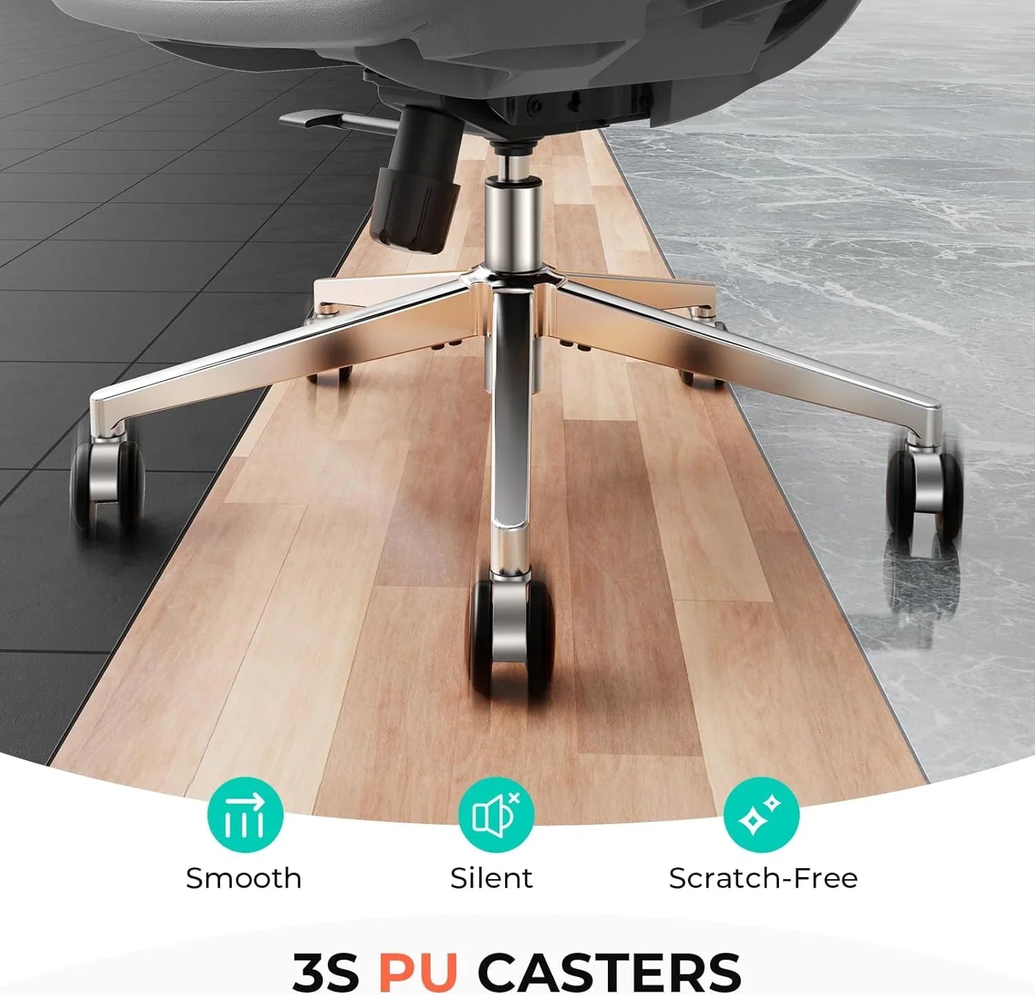 Chaise de bureau ergonomique en maille avec dossier haut réglable lombaire, capacité de charge de 400 lb