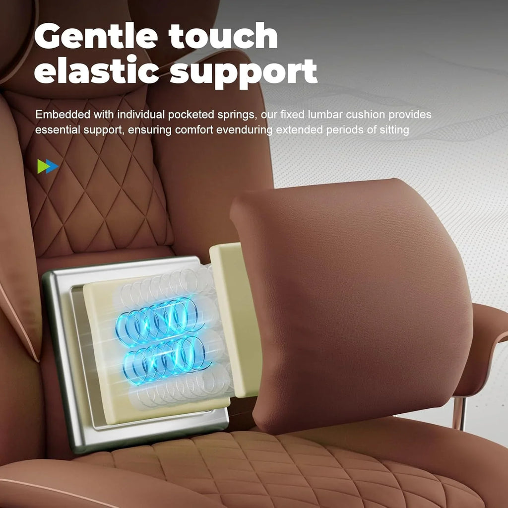 Grande chaise de bureau à dossier haut, chaise de jeu en cuir à dossier haut avec repose-pieds