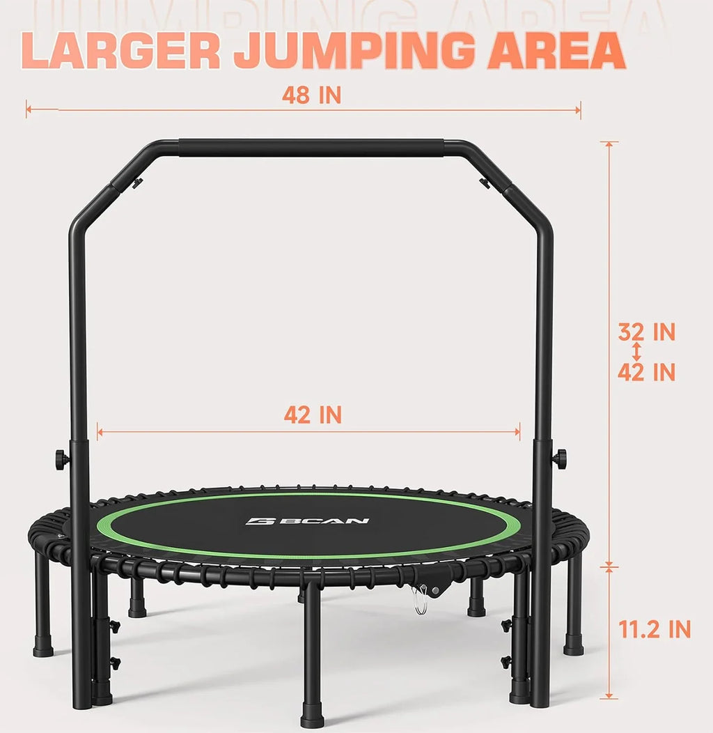 Mini-trampoline pliable BCAN 450/550 lb, trampoline de fitness 40"/48" stable et silencieux