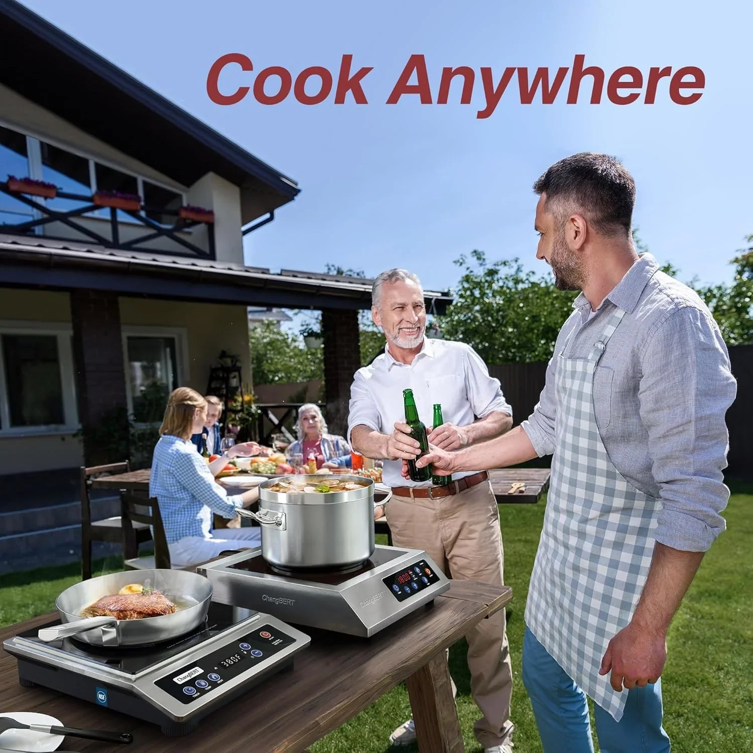 Plaque de cuisson à induction portable avec grand brûleur de comptoir en acier inoxydable de 8 pouces