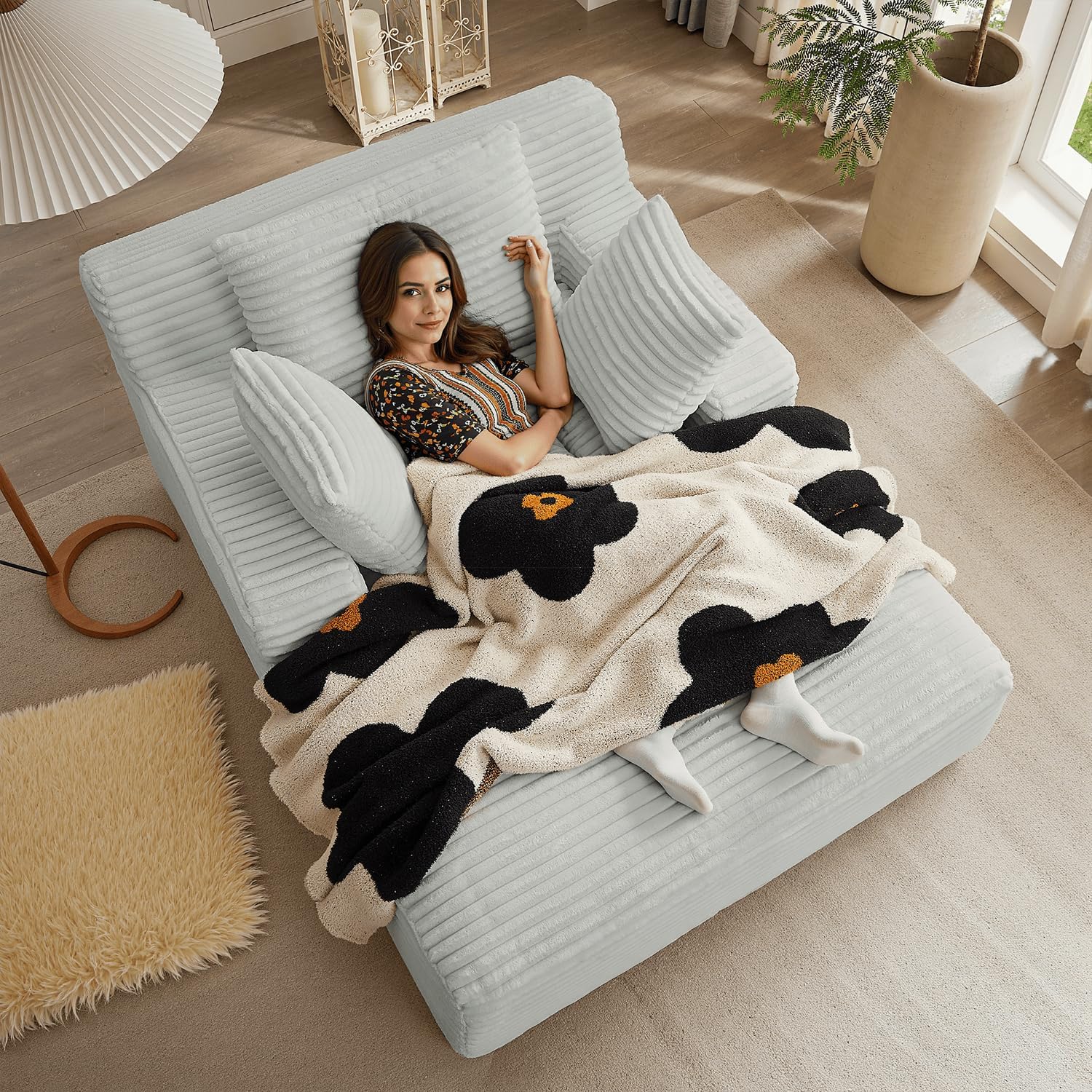 Fauteuil inclinable d'intérieur de 50 pouces, canapé-lit surdimensionné en velours côtelé, fauteuil de lecture à couchage profond, canapé nuage, canapé de salon