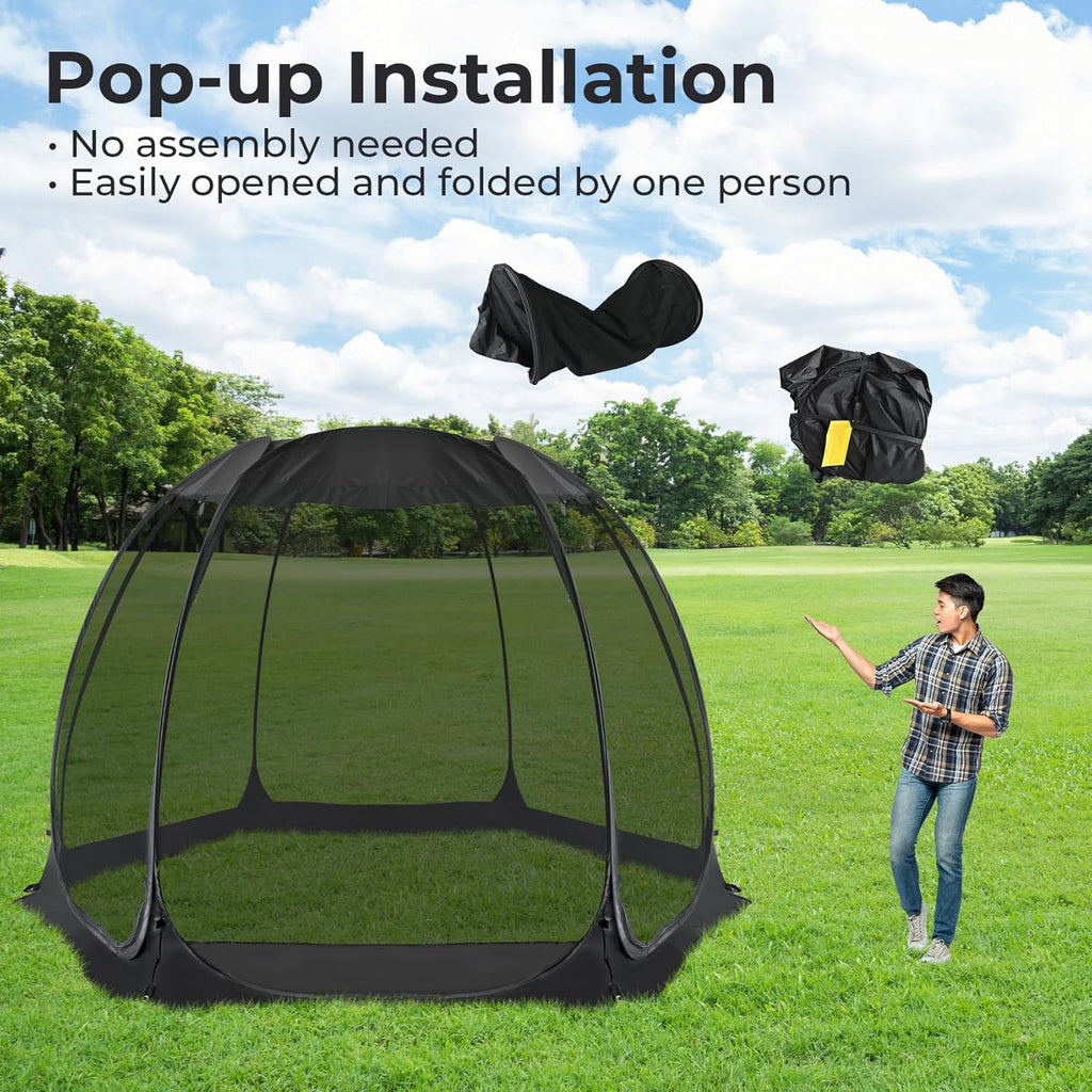 Gazebo Alvantor Screen House, tente à auvent abri igloo escamotable pour 6-10-15 personnes