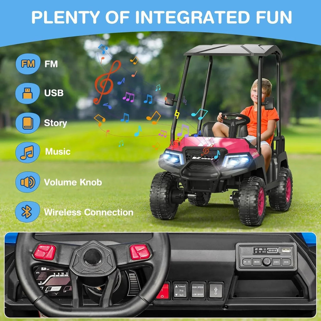 Voiturette de golf pour enfants R9 24 V avec télécommande et auvent amovible